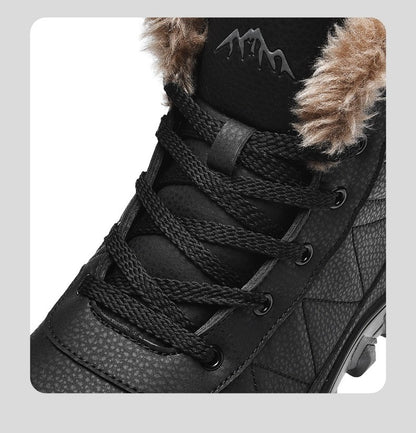 Botas de Neve de Inverno 2025 Masculinas Sapatos Outdoor Cano Alto Cadarço Antiderrapante Botas de Tornozelo Quente Confortáveis Pelúcia Sapatos Casuais Masculinos
