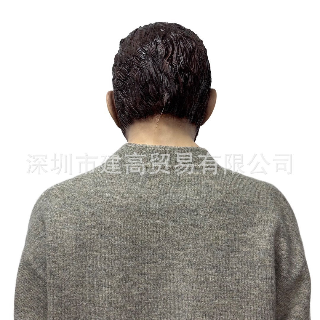 Old Man Mask Full Head Realistic Grandpa Face Wig Scary Elderly Costume For Halloween Party Centerpiece Home Display For Adults