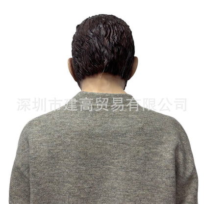 Old Man Mask Full Head Realistic Grandpa Face Wig Scary Elderly Costume For Halloween Party Centerpiece Home Display For Adults