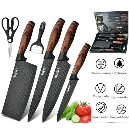 ZENG Kitchen Knives Sets Sharp Stainless Steel Chef Knife,Cleaver,Scissors Vegetable Fruit Peeler Unitly Knife Kitchen Tool Se