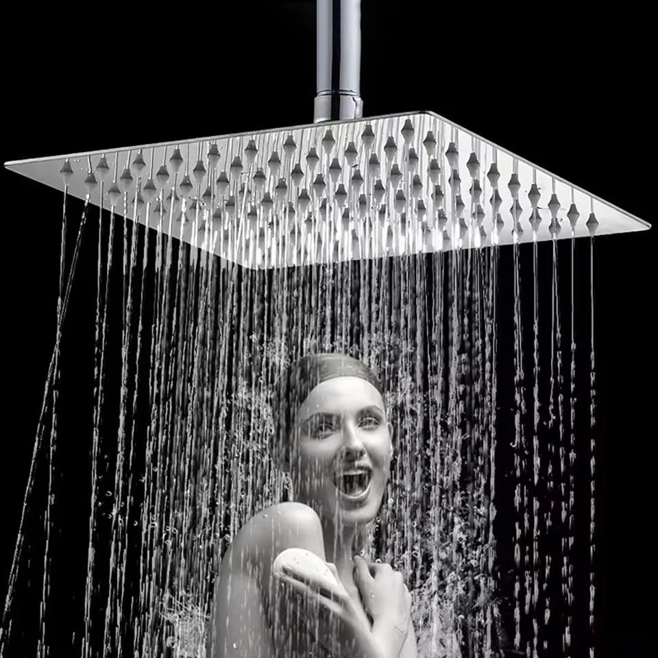 High Pressure Waterfall Stainless Steel Shower Head High Flow 8" 10" 12" Square Pressure Boosting Design Spa Bathroom Showerhead