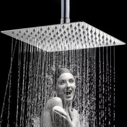 High Pressure Waterfall Stainless Steel Shower Head High Flow 8" 10" 12" Square Pressure Boosting Design Spa Bathroom Showerhead