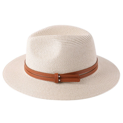 56-58-59-60CM New Natural Panama Soft Shaped Straw Hat Summer Women/Men Wide Brim Beach Sun Cap UV Protection Fedora Hat