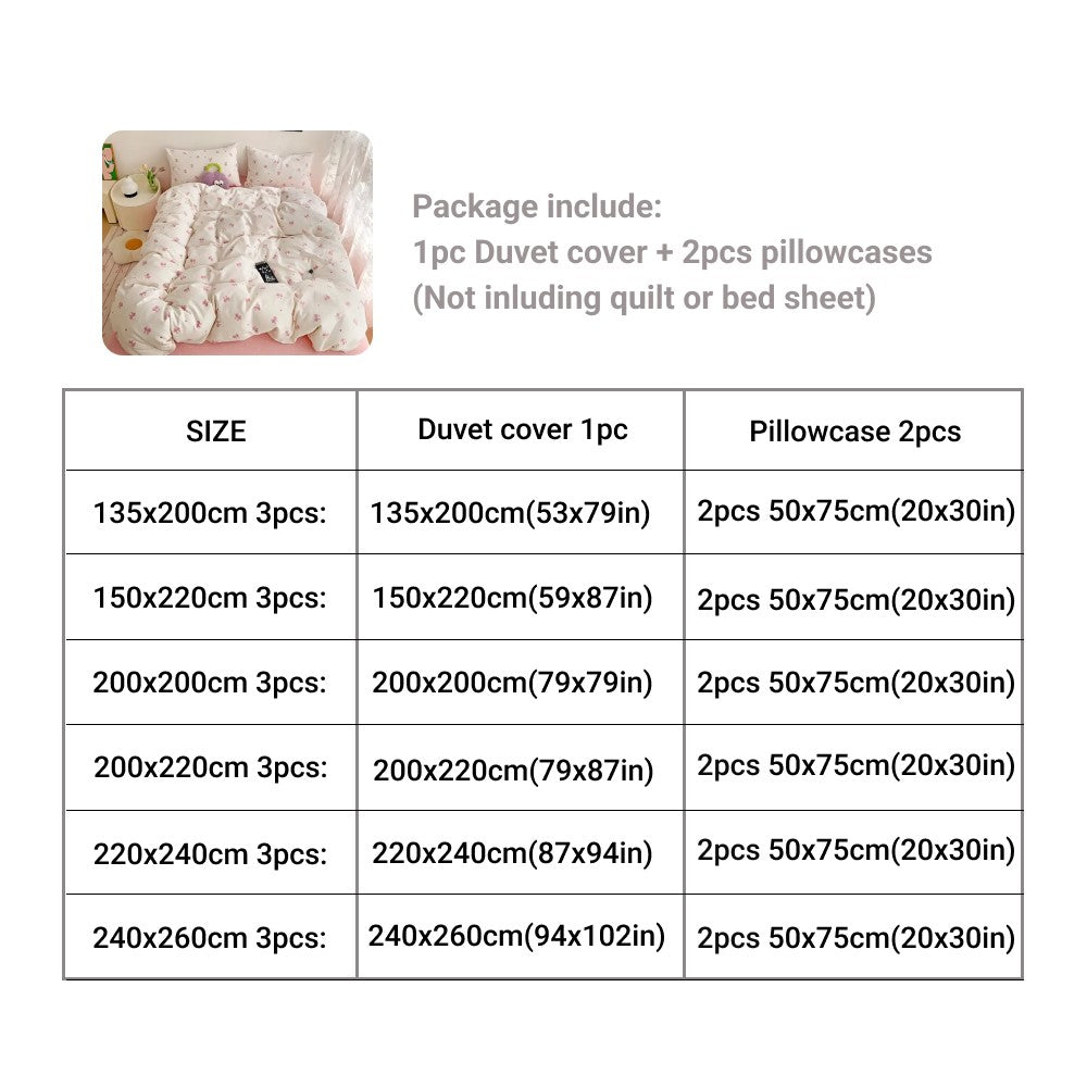 3pcs Pink Bow Duvet Cover Set with 2 Pillowcases, Cozy and Breathable Quilt Cover Suitable for All Seasons