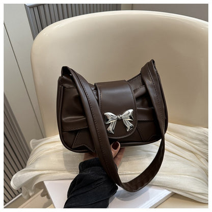 Trendy Bow Shoulder Bag Handbag Casual Underarm Bag Daily Commuting Bags PU Leather Lady Banquet Bag Business Women's Bags