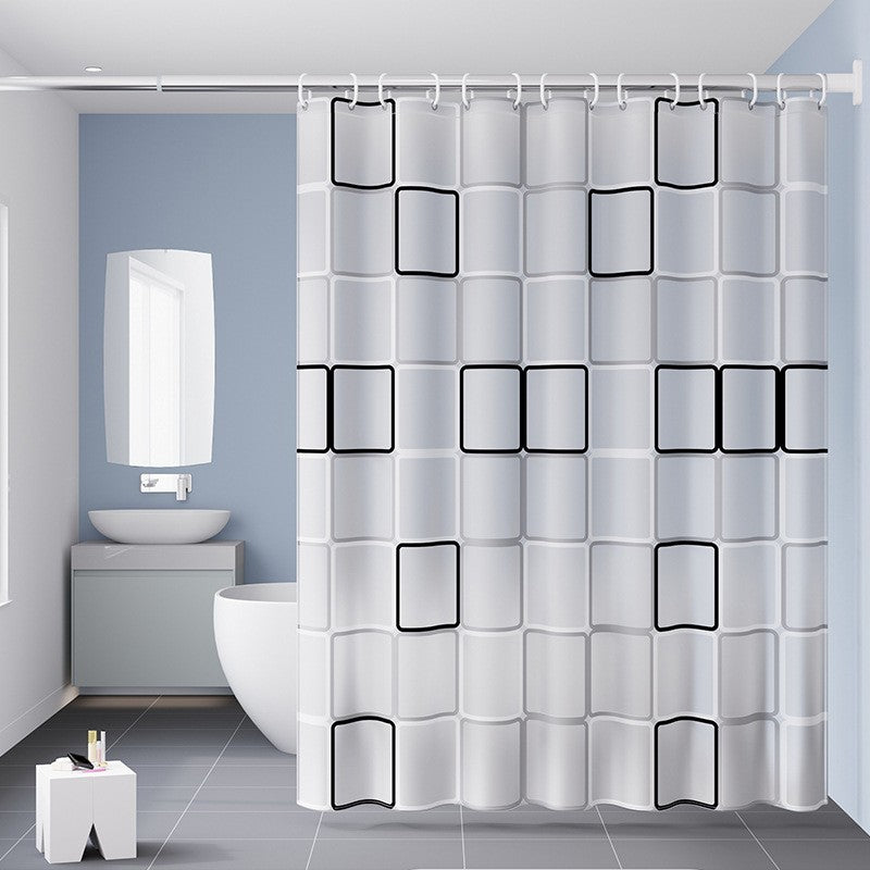1/2Pcs PEVA Shower Curtain,Waterproof Shower Curtain for Home Bathroom,Modern Geometric Plaid Curtain for Decoration Accessories