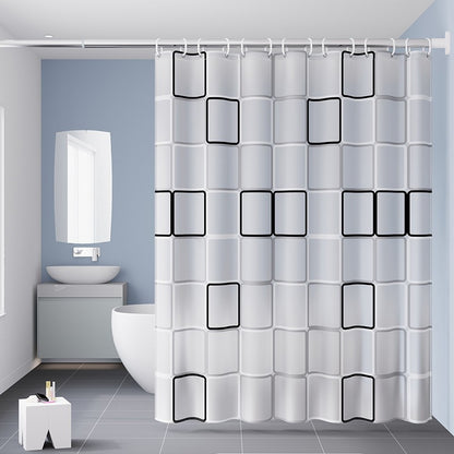 1/2Pcs PEVA Shower Curtain,Waterproof Shower Curtain for Home Bathroom,Modern Geometric Plaid Curtain for Decoration Accessories