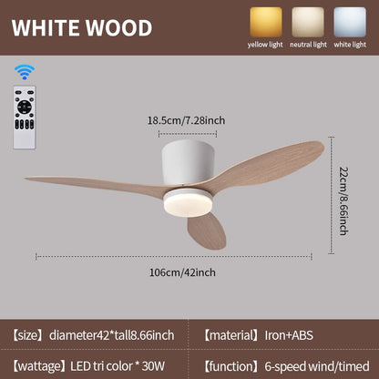 Ceiling Fan With Light,42 Inch Low Profile Ceiling Fan with remote control, For Indoor and Covered Outdoor