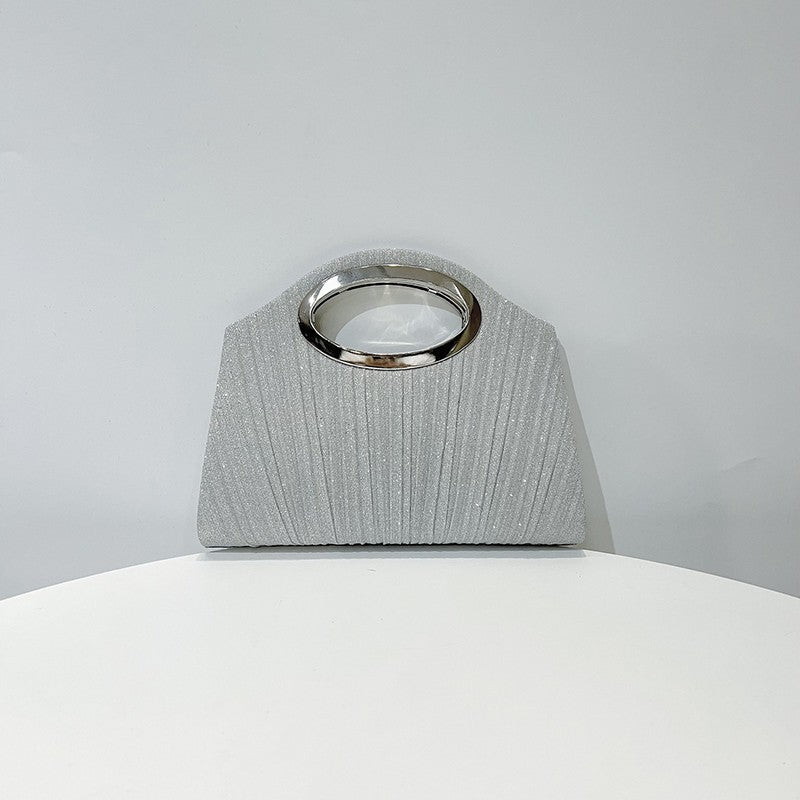 Evening Bag Ladies Pleated Party Lightweight Clutches for women solid silver black champagne handbags