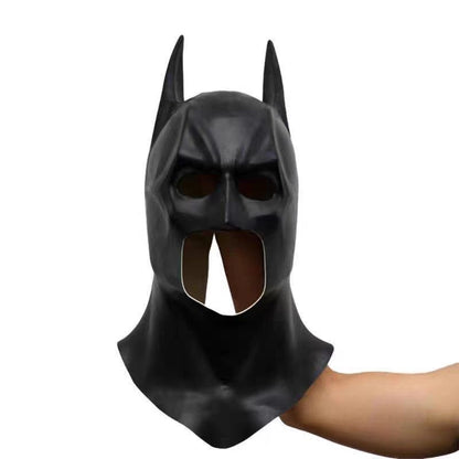 Black Bat Hero Latex Mask Full Head Superhero Costume Mask for Halloween Cosplay Carnival Party Adult