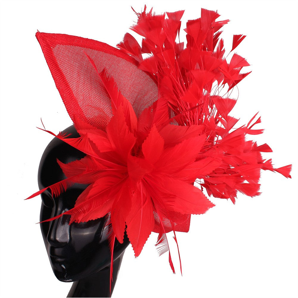 Fascinator Azul Royal Deslumbrante com Presilhas Chapéu Elegante Feminino com Penas para Casamento Acessórios de Cabelo de Noiva Chapelaria Feminina
