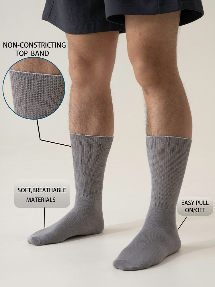 6Pairs Comfortable and Supportive Diabetic Socks for Men Moisture wicking Fabric Non-binding Top business socks