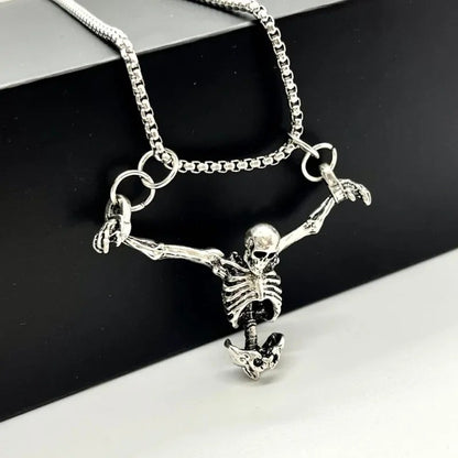 Colar com Pingente de Caveira Masculina Estilo Punk - Vintage, Criativo, Hip Hop, Personalizado, Joia para Festas