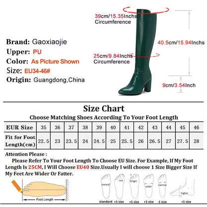Fashion Women's Knee-High Boots 2024 Winter Warm Shoes Female Pointy Party Office High Heels Outdoors Long Boots Size 44 45 46