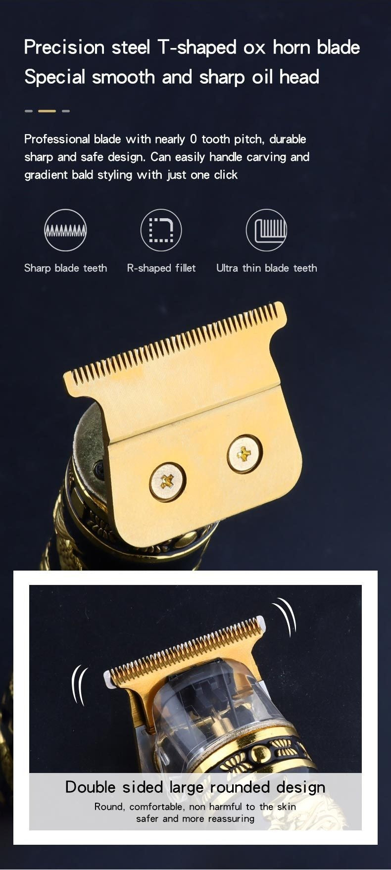 Electric Hair Clipper Professional Men's Hair Clipper LCD Display T-Blade Trimmer Zero Gap Cordless Rechargeable Men's Trimmer G