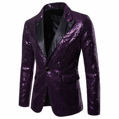 Trendy Sequin Men'S Sequin Jackets Charm One Button Stage Performance Red Sliver Black Blazers Coat Male Glitters Formal Suit