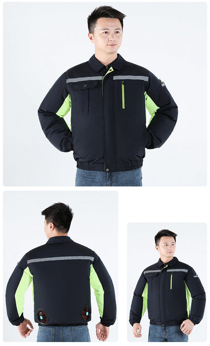 Summer Cooling Jacket Men's Hooded Fan Jacket Heat Resistant Fan Air Conditioner Clothes Breathable Outdoor Fishing Fan Workwear
