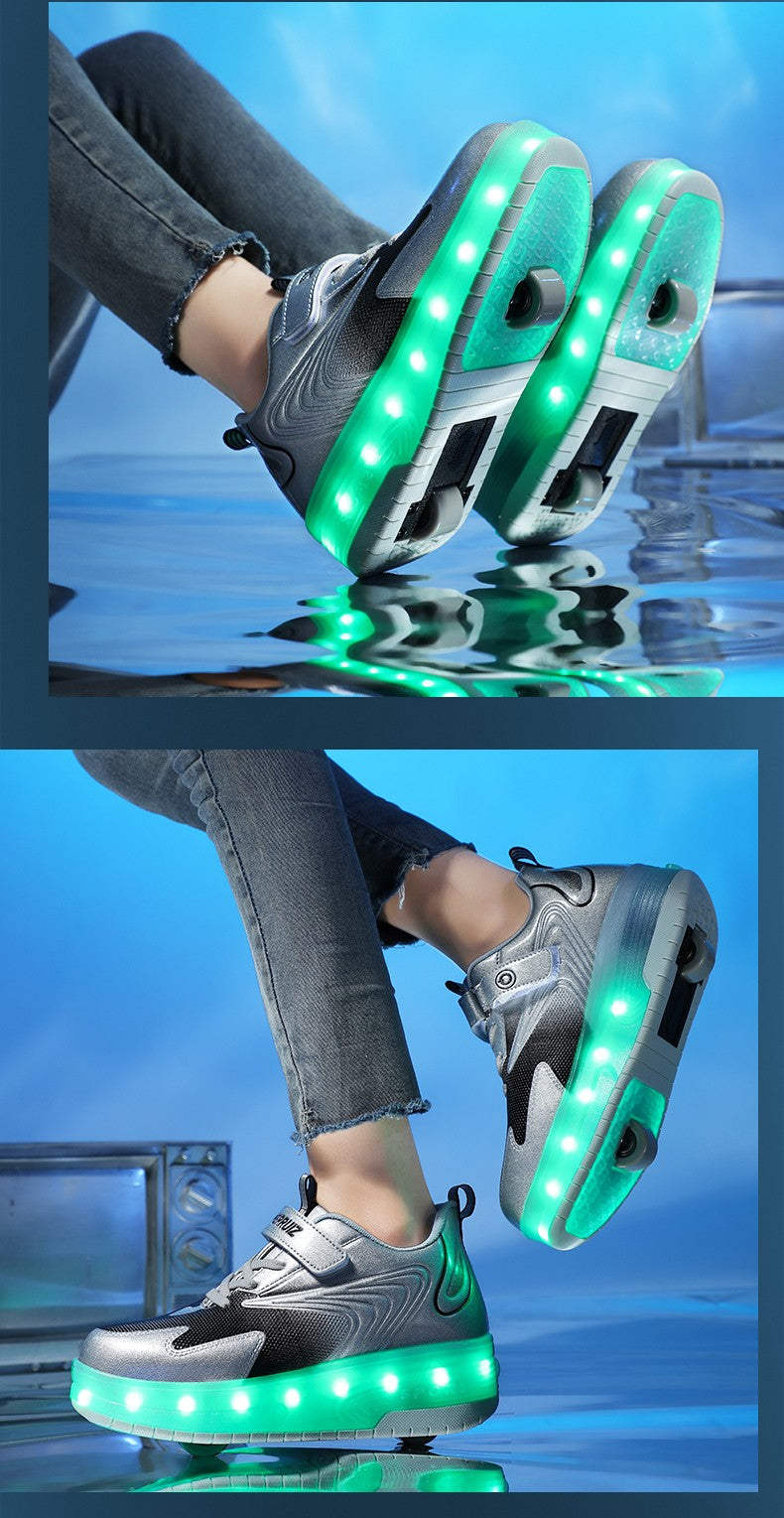 Kids Sneakers USB Recharge Light Up Skates Shoes Boys Girls Casual Skateboarding Shoe Roller Skate Outdoor Sports Shoes With LED
