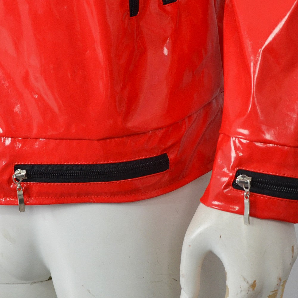 Classic Michael Joseph Jackson Leather Red Thrilling Jacket Halloween Birthday Gift Night Outwear