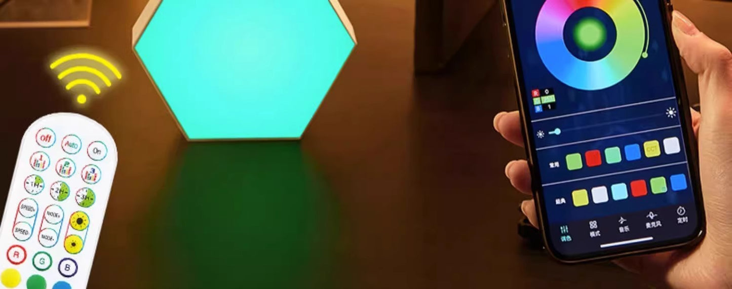 Hexagon Wall Lights, Smart LED Light Panels with App & Remote, DIY Room Decor for Autism, Game Room Decor, Party, Gifts, 12 Pack