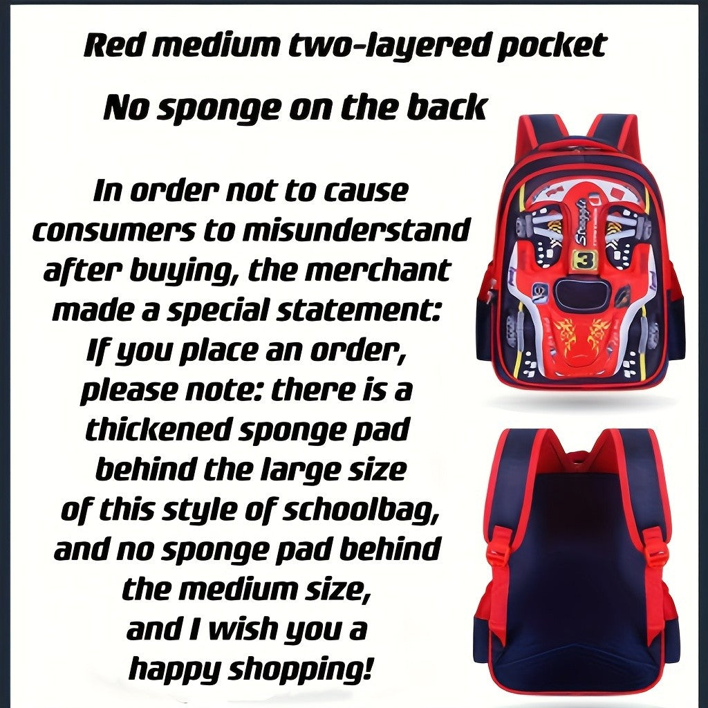 Mochila Infantil de Carro 3D Personalizada para Meninos, Mochila Escolar Divertida de Desenho Animado, Mochila de Livros Infantil, Mochila Estilosa para Meninos, Durável e Impermeável