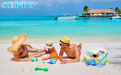 2PCS Beach Toys Mesh Bag Large Mesh Sand-Away Portable Tote With Convenient Hanging Hole Breathable Foldable Storage For Toys