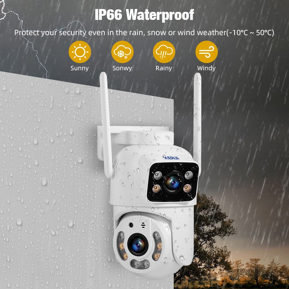 KERUI Dual Lens HD 10MP 5K PTZ Wifi IP Camera Wireless Outdoor CCTV Audio Video Surveillance Camera Night Vision Free AI Detect