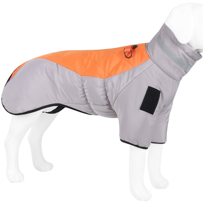 Casaco Quente para Cães Grandes Jaqueta Refletiva de Inverno para Cães Puffer com Arnês Embutido Colete Impermeável para Animais de Estimação Macacão de Neve