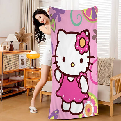 Kawaii H-Hello Kitty Microfiber Beach Towel Absorbent Quick Dry Soft Yoga Swimming Resort Mountain Climbing Towel