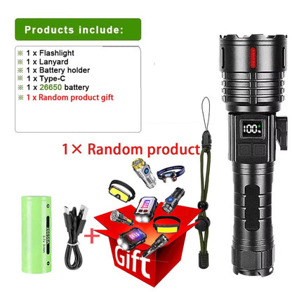 High Power Led Flashlight XHP390 High Lumen 10000000 Rechargeable Most Strong Light Lamp Tactical Lantern Camping Outdoor Torch