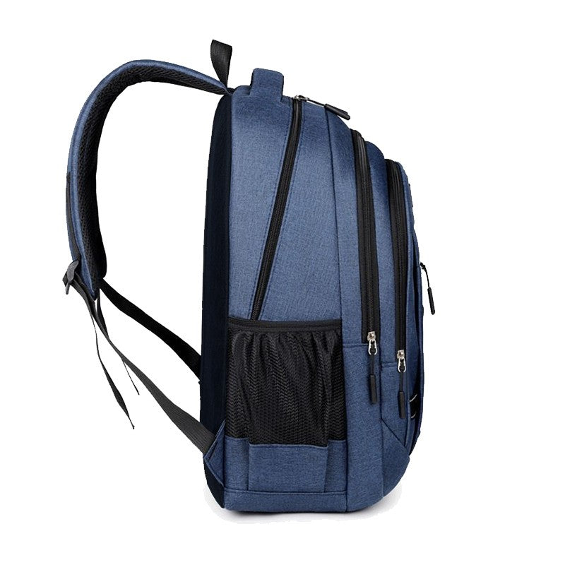 The men's backpack is suitable for business trips. It has a hand-held design with multiple pockets and is a book bag.