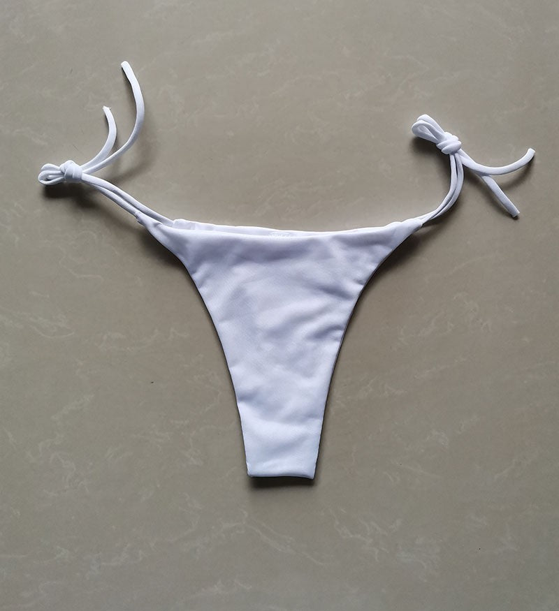 Summer Sexy Bikini set Push-up padded Bra Thong Split Swimwear Female Bandage Bathing Suit Adjustable Lacing Swimsuit Solid