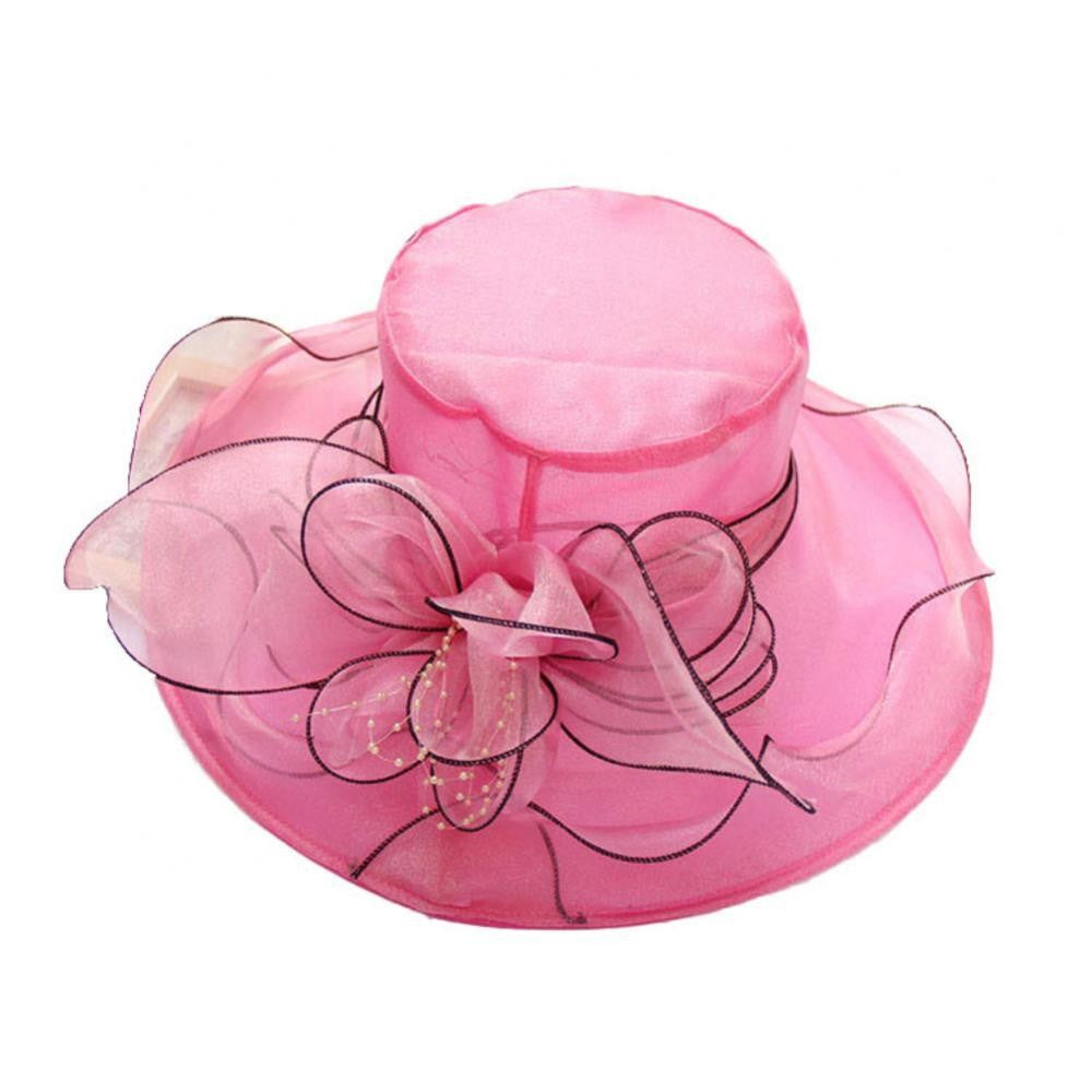Chapéu Dobrável Feminino de Organza Floral para Igreja, Kentucky, Chá, Chapéu de Sol Elegante Fascinator para Cerimônia de Casamento Feminino