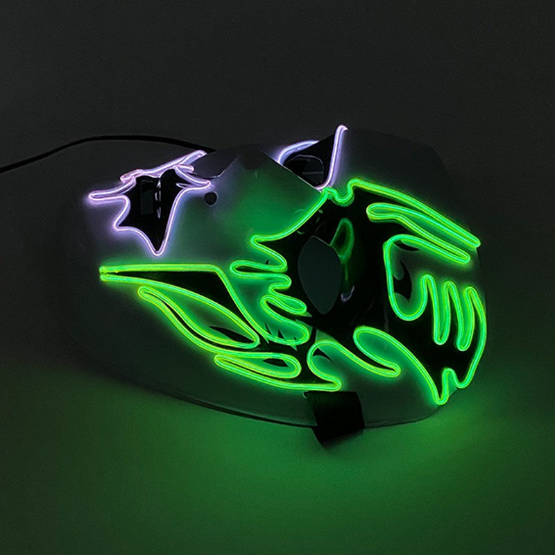 Shuffle Dance Mask Luminous Purge Mask Devil Glowing Masquerade Cosplay Mask for Halloween Horror Haunted House Props