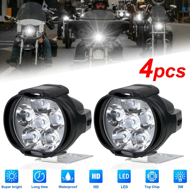 1/4 unidades Farol de motocicleta Luz de trabalho Spot Light 6 LED Auxiliar Farol de motocicleta Lâmpada de neblina de moto Scooter Lâmpadas modificadas