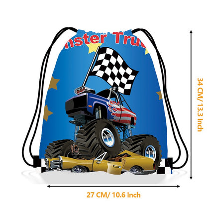 5/10/20/30/40/50pcs Monster Truck Party Favors Racing Truck Party Gift Bag Drawstring Backpacks Truck Birthday Party Decorations