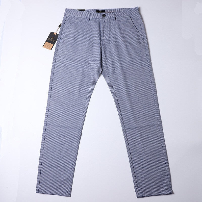 Summer Plaid Pants Men Slim Blue Suit Pants Men Stretch Business Formal Trousers Men