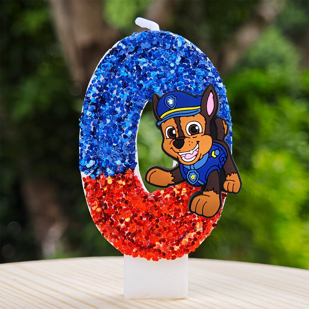 Paw Patrol Candle 0-9 Number Candle Paw Patrol Cartoon Character Party Cake Plug-in Birthday Cake Decoration Baby Shower Gift