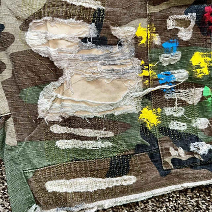 Retro Camouflage Cargo Denim Shorts Y2K Jeans Mens Pocket Embroidery Baggy Shorts Low Waist Over The Knee Pants Casual Shorts