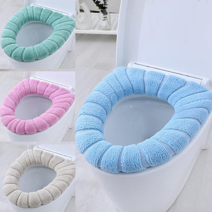 Assento Sanitário Quente de Inverno Capa de Vaso Sanitário Tapete 1Pç Acessórios de Banheiro Laváveis Tricô Cor Pura Almofada Macia em Formato de O Assento do Vaso Sanitário