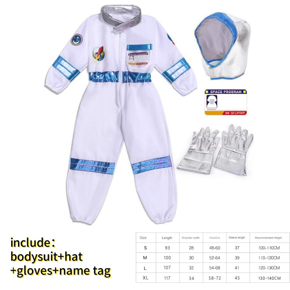 Boy's Space Suits Astronaut Costume for Kids Cosplay Girl Space Performance Astronaut Spaceman Party Dress Up Hooded Gloves Suit