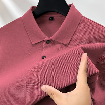 Durable 100% Cotton Men Polo Shirt,Autumn Leisure Long Sleeve, Breathable Lapels T-shirt, 16 Colors, Perfect for Golf and Sports