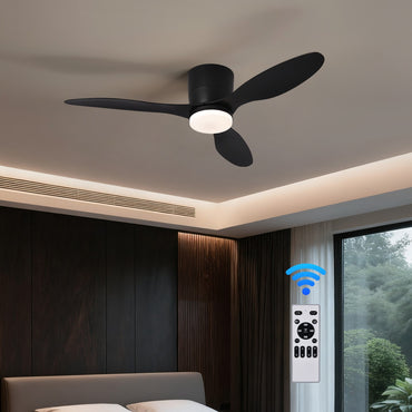 Ceiling Fan With Light,42 Inch Low Profile Ceiling Fan with remote control, For Indoor and Covered Outdoor