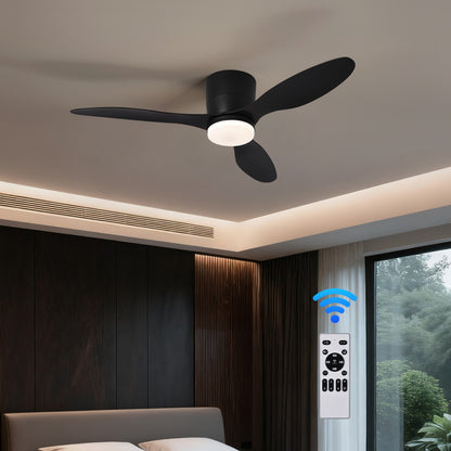 Ceiling Fan With Light,42 Inch Low Profile Ceiling Fan with remote control, For Indoor and Covered Outdoor