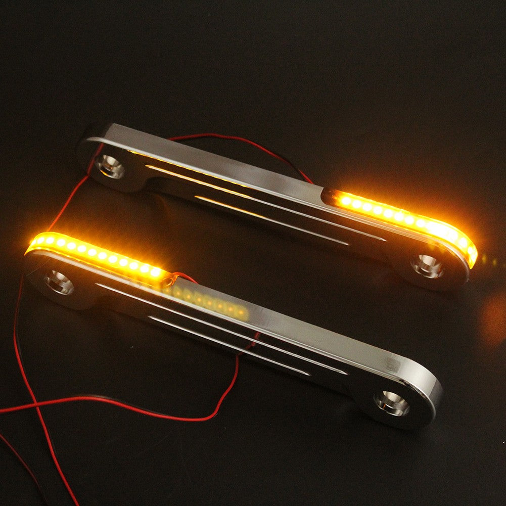Um Par de Seta LED de Alumínio para Garfo de Moto Suportes para Harley Road King Electra Street Glide CVO 1998-Até