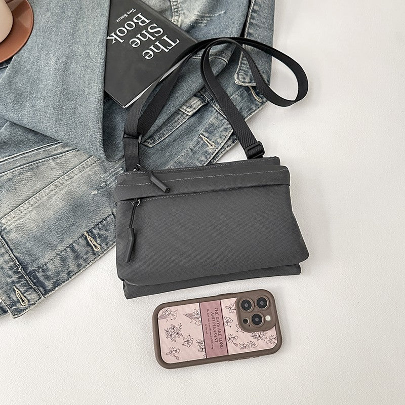 Fashion Leisure Nylon Shoulder Bag Solid Color Waterproof Cross-body Unisex Messenger Bag for Men And Women