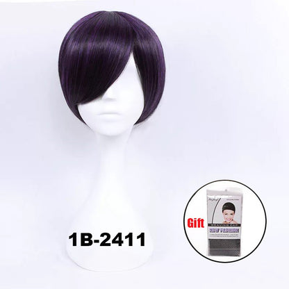 Peruca curta sintética Snoya 30cm roxo azul vermelho amarelo fibra de alta temperatura Peruca para festa a fantasia Cosplay 23 cores