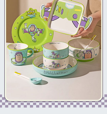 Disney Toy Story Buzz Lightyear Desenho Louça Utensílios Domésticos Pratos Infantis Tigelas de Iogurte Prato de Café da Manhã Presentes de Aniversário