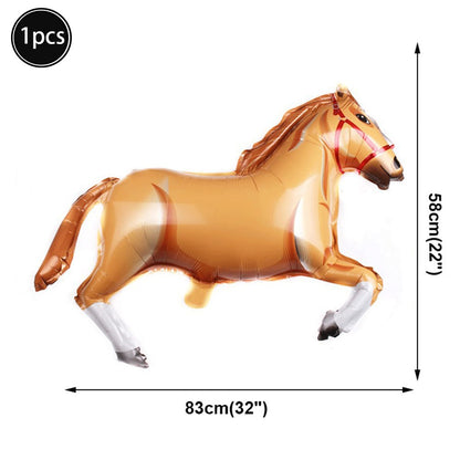 1pc Oversized Horse Balloon Cowboy Giant Horse Aluminum Film Balloon Farm Animal Horse Theme Birthday Party Decoration Kids Toys