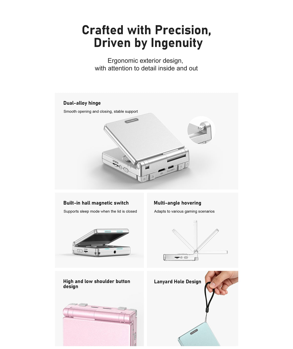 Anbernic RGSP Flip Retro Handheld Game Console Linux 64-bit 3300mAh Portable Gaming Player Supports Wifi RixelHK Streaming RG SP